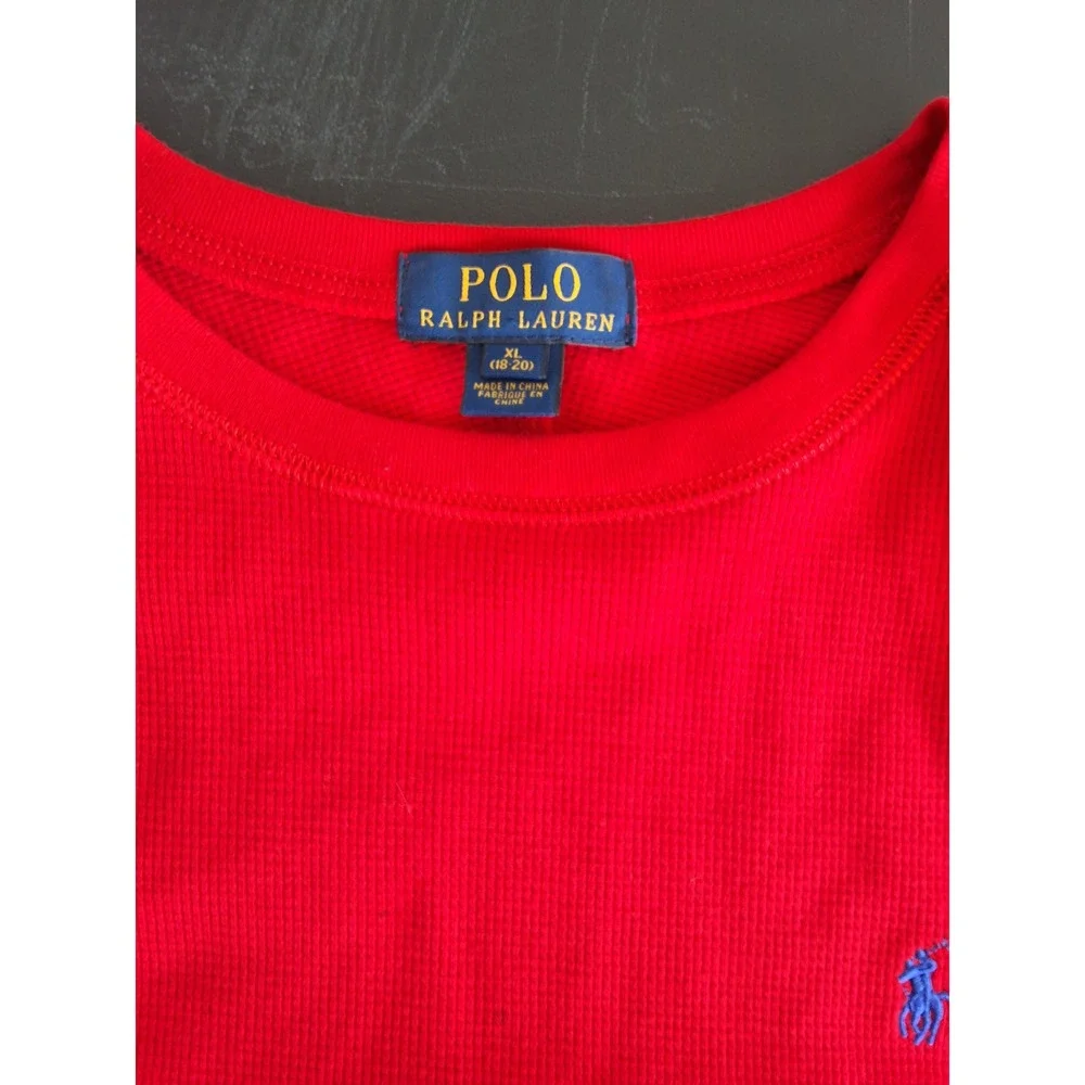 Polo Ralph Lauren Mens XL Red Thermal Long Sleeve Waffle‎ Knit Pony Logo Shirt